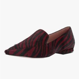Naturalizer Hannah Pointer Toe Loafers in Red Black Calf Hair Zebra Print Size 9